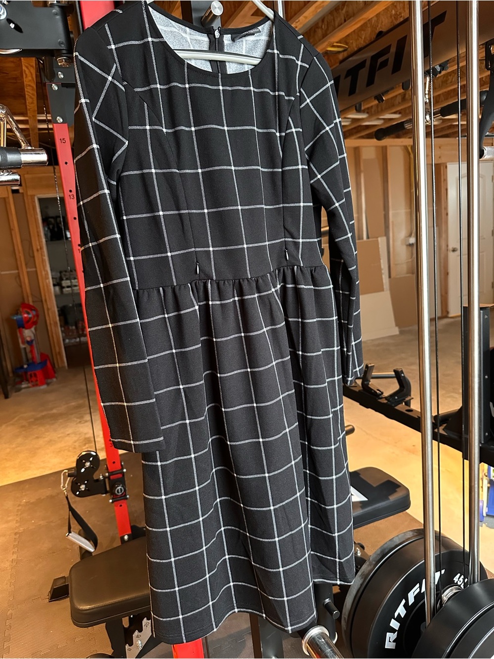 Nursing Queen Black and White Windowpane Dress